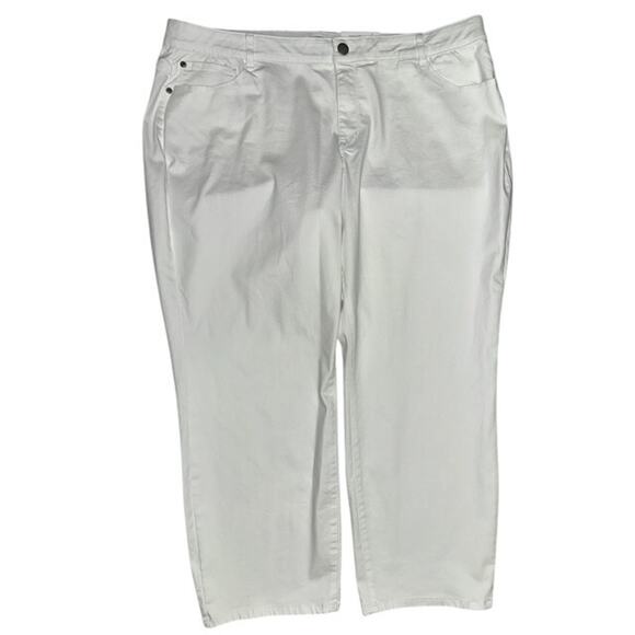 Westbound Pants - Westbound Woman 24W S Pants White Formula Fit Mid Rise Straight Tummy Panel Jean